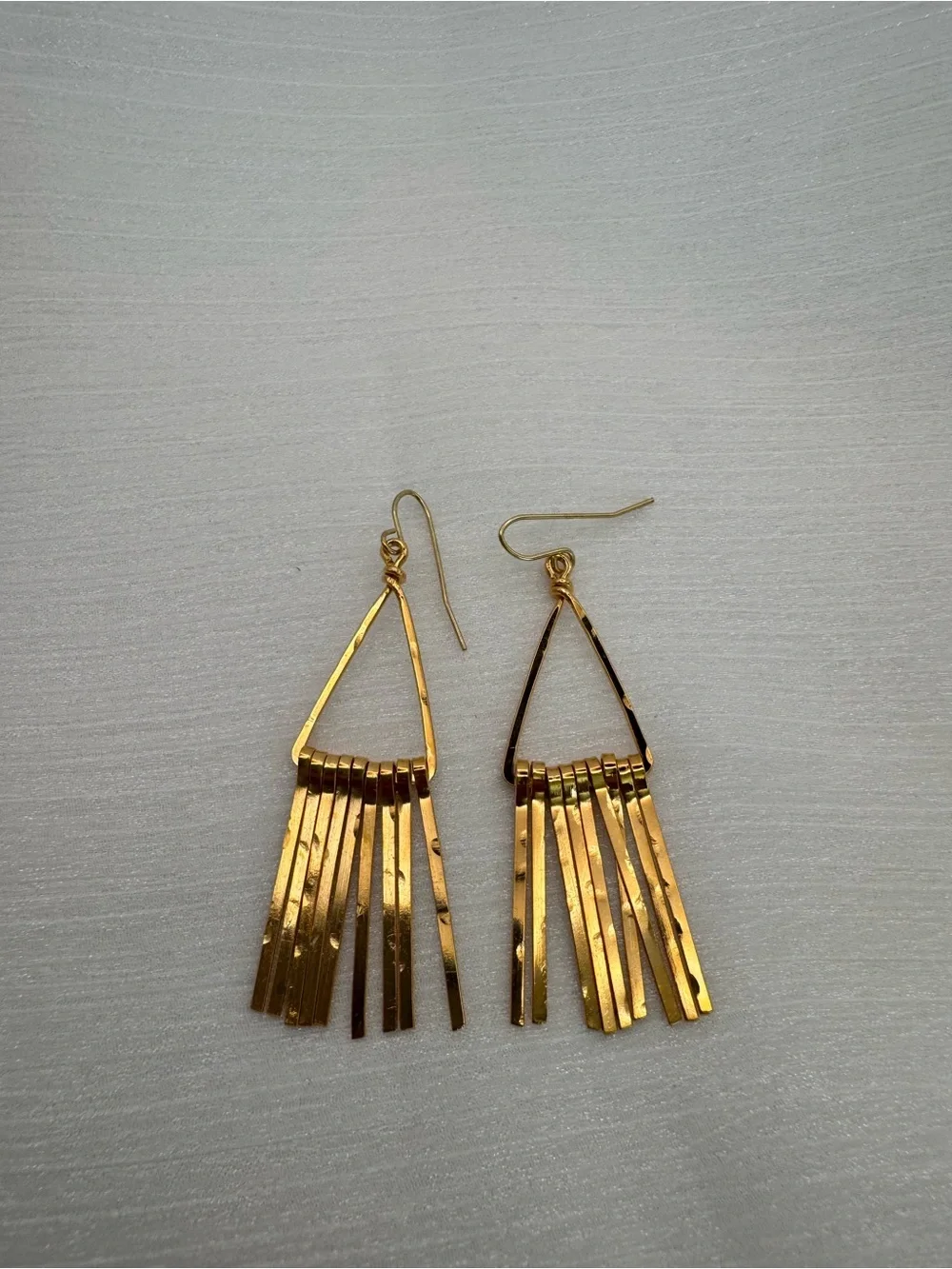 #82 Gold Hammered Triangle Dangle Earring